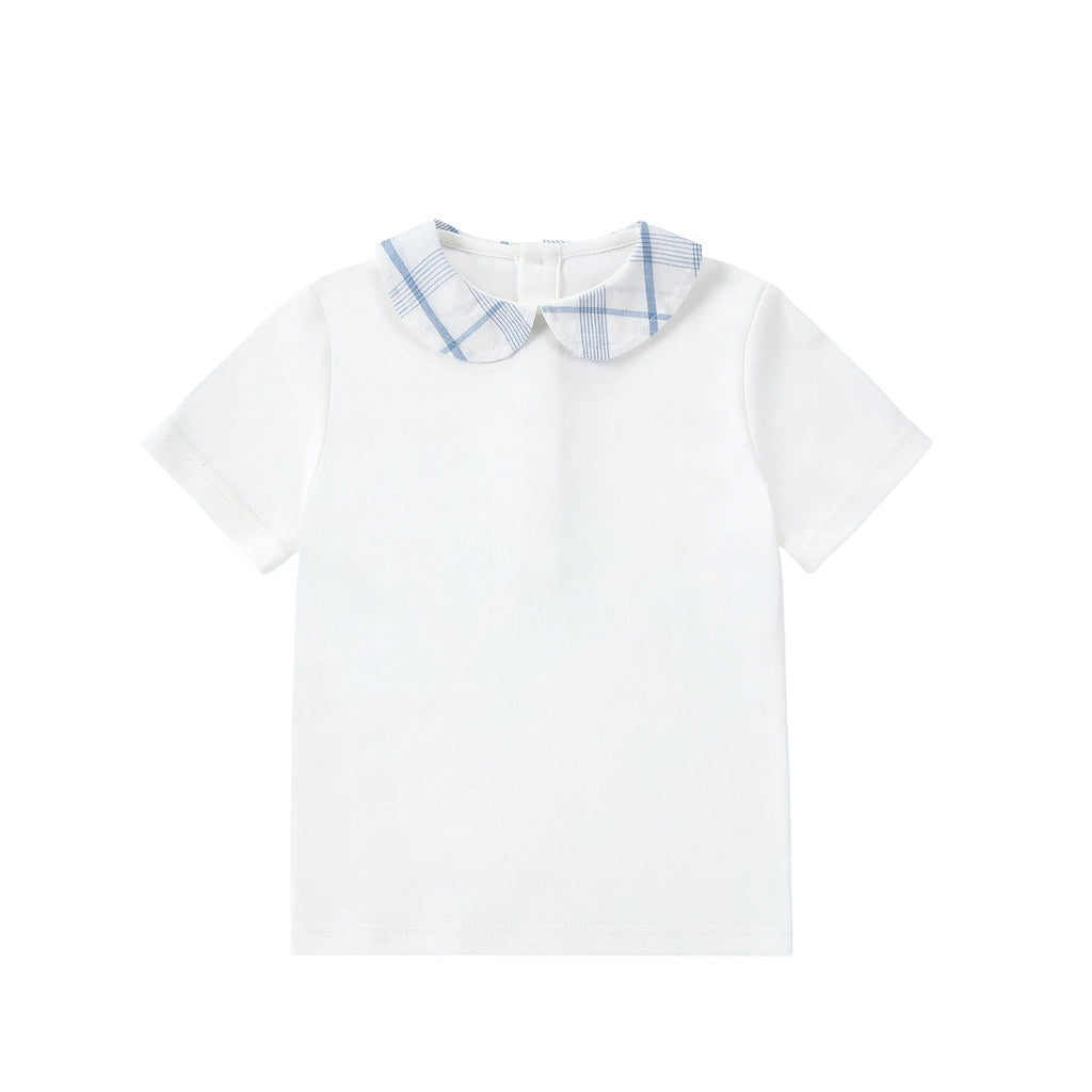 AP Barcelona Blue Collection Girls Dress Embroidery Brothers Sisters Family Matching Clothing Boys Plaid Set Knit Top
