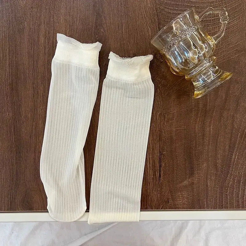 3Pairs/Lot Baby Girls Knee High Socks Long Kids Soft Lace Stuff Princess Sock Ruffle 2-12Years  Cute Girl Socks