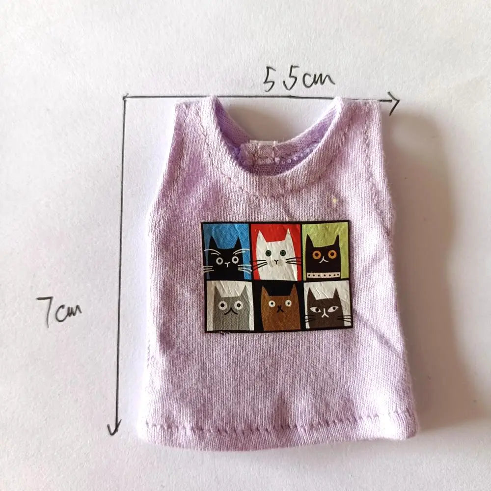 NEW Blyth Clothes T-Shirt Vest   Cute Cat print Vest clothes for Blyth, Momoko, Obistu, Licca , FR 1/6 Dolls Accessories
