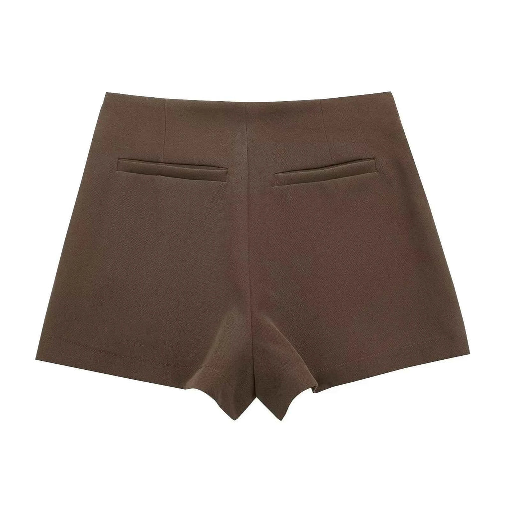 HXAO Women's Skort High Waist Brown Skirt Pants Stylish Summer Pink Black Mini Skirt Shorts Asymmetric Casual Off White Skort
