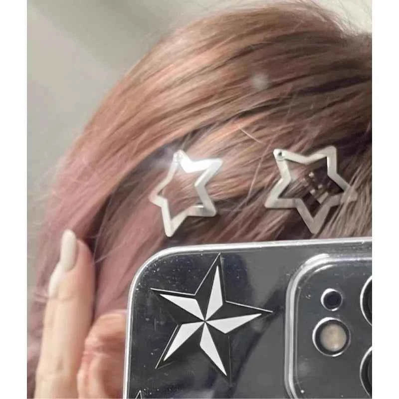 10/25/50/100pcs Y2K Silver Star Hair Clips High Quality Star Hair Clip Metal Clip Silver Pentagram Bb Clip Hair Accessory