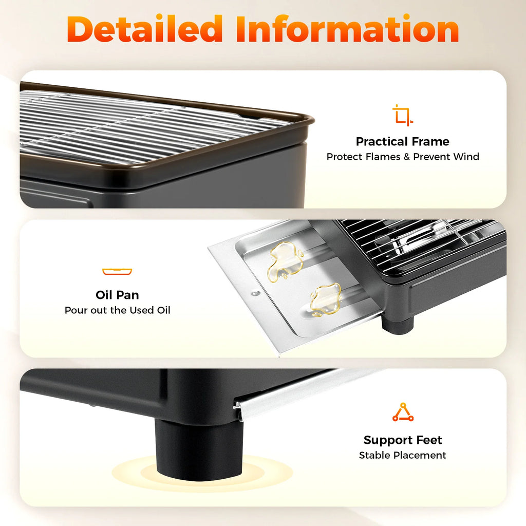 Portable Camping Grill Gas Stove, Butane Gas Burning Grill, Barbecue Grill Cooker for Ooutdoor Grilled Meat, Vegetables