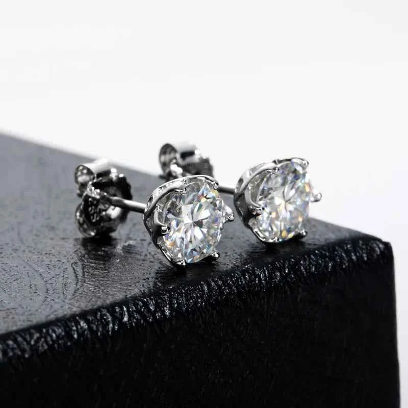 JoyceJelly 1/2/4CT VVS D Color Moissanite Russian Cut 8H8A Lab Diamond Stud Earrings For Women S925 Sterling Silver Fine Jewelry