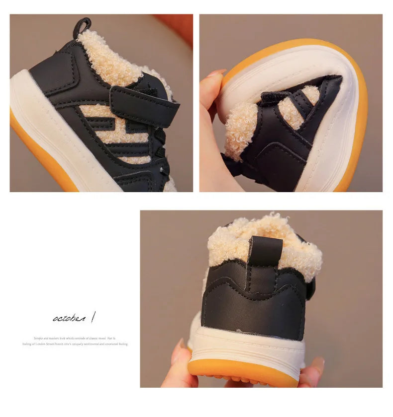 Girls Cotton Shoes Children Plush Thickened Anti-skid Shoes Boys Warm Sports Shoes Baby Soft Comfortable Winter Sneakers
