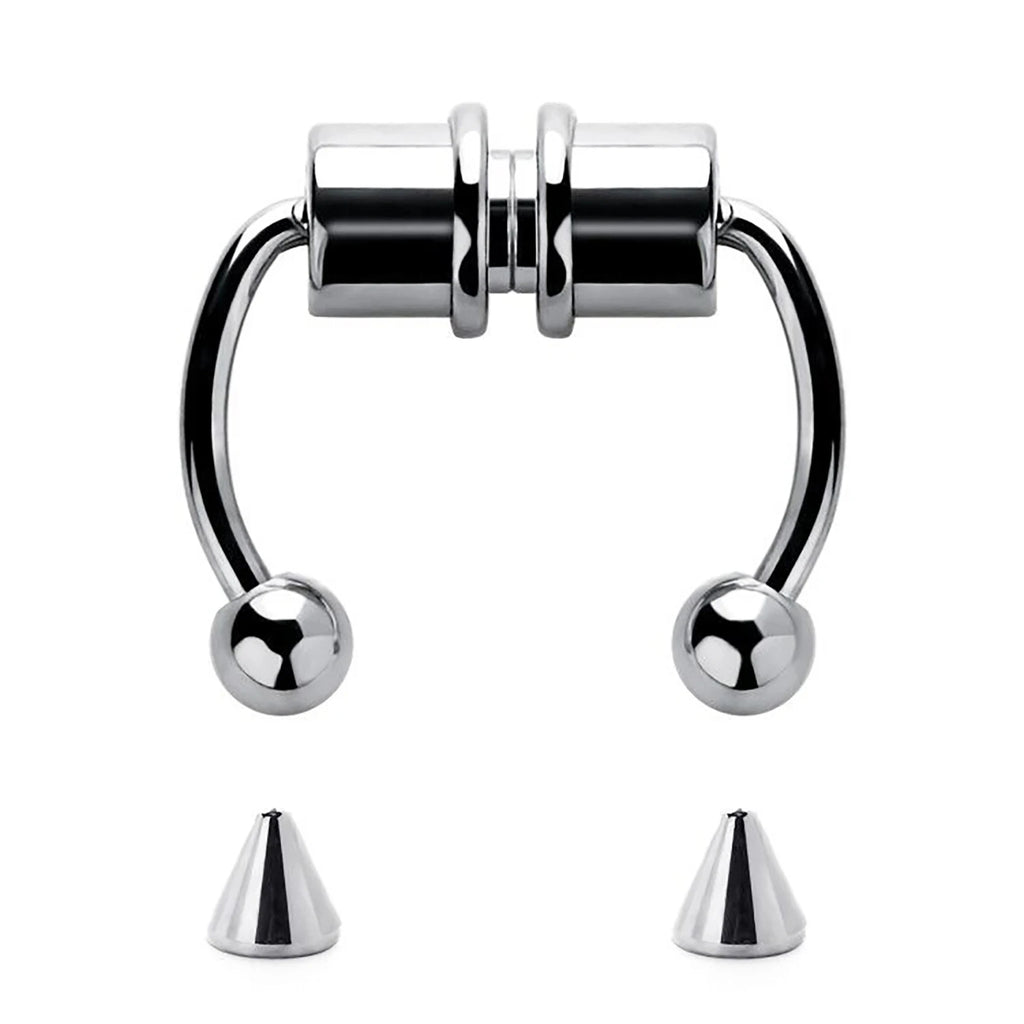 Stainless Steel Magnetic Nose Ring - Fake Non-Piercing Horseshoe Hoop, Clip-on Septum Jewelry