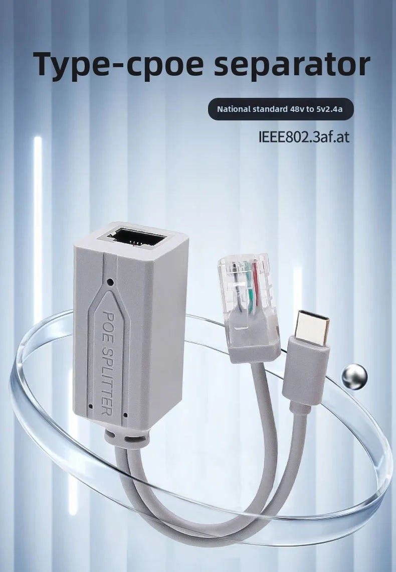 100Mbps 48V To 5V POE Splitter Standard Isolated Type-C USB Power Supply Module POE Splitter