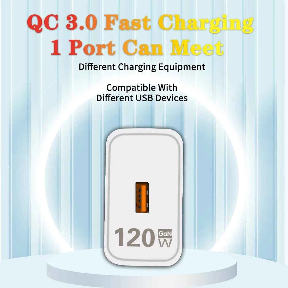 GaN USB Charger Fast Charging Quick Charge 3.0 Type C Cable Mobile Phone Charger Adapter For iPhone Huawei Samsung Xiaomi 14