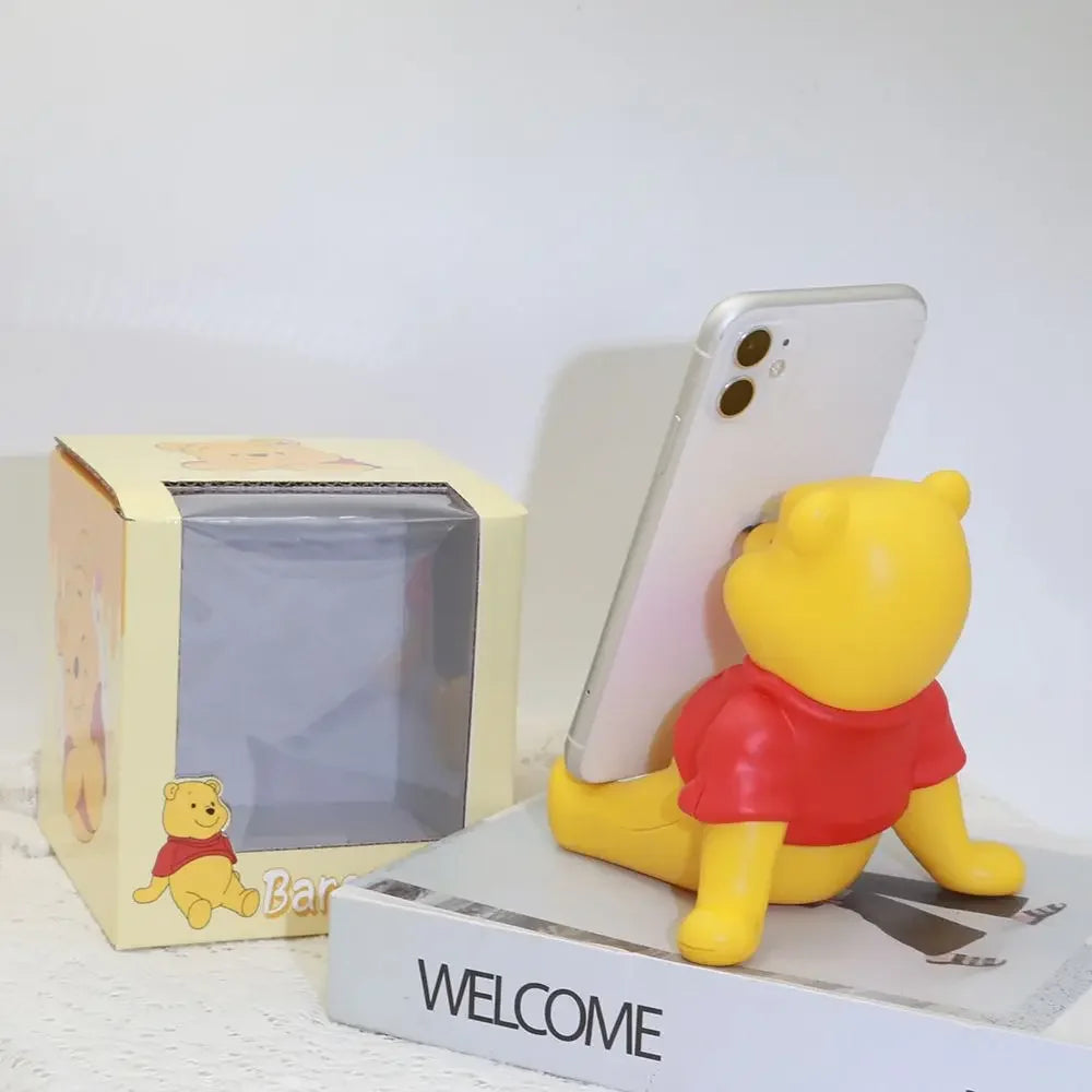 Funny Winnie The Pooh Phone Stand Holder for Desk Cute Bear Shape Universal Tablet Stand Dorm Room Decor Study Binge Watching