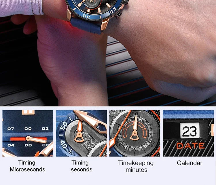 MEGIR Men Wristwatch Fashion Casual Quartz Date Watches Luxury Male Clock Chronograph Multifunctional 30M Waterproof Sport