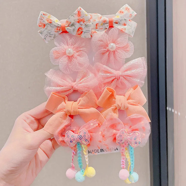 [10-Piece Set] Children's Bow Hairpin New Cute Princess Girls Broken Hair Bangs Clip Baby Hair Accessories Wholesale