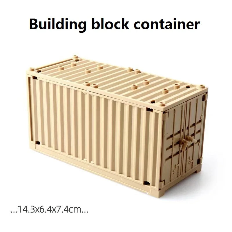 Military Container Model Model Building Blocks MOC Toys  Transformable Technical Bricks Creative DIY Pretend Toys