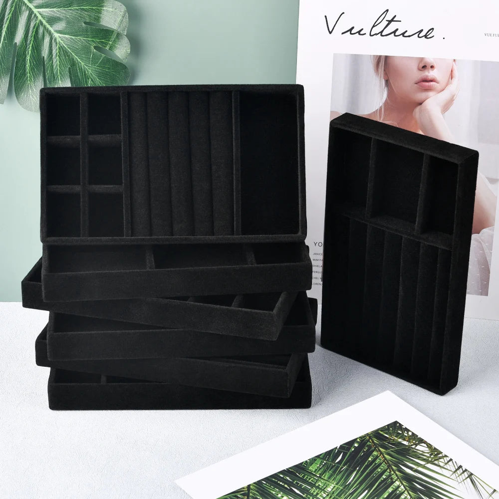 Velvet Jewelry Box Organizer DIY Earring Necklace Ring Jewelry Display Tray Portable Storage Box Jewelry Organizer Display Case