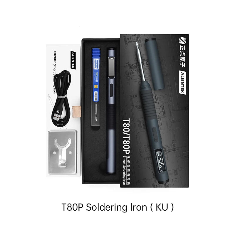 ALIENTEK T80/T80P Electric Soldering Iron Adjustable Temperature 100W Fast Heat Portable Digital Smart Welding Station C210 C245