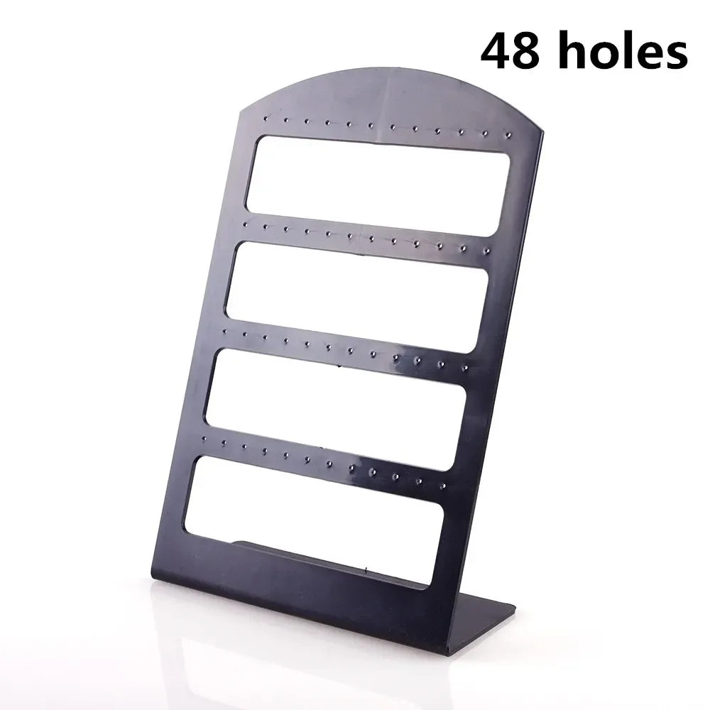 48 Holes Jewelry Organizer Stand Black Plastic Earring Holder Pesentoir Fashion Dangle Earrings Display For Women Rack Etagere
