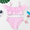 2-10Y New Fashion Kid Rainbow Design Bikini Set Lovely Two Pieces Child Swimwear Cute Girl Flouncing Swimsuit Summer Beachwear