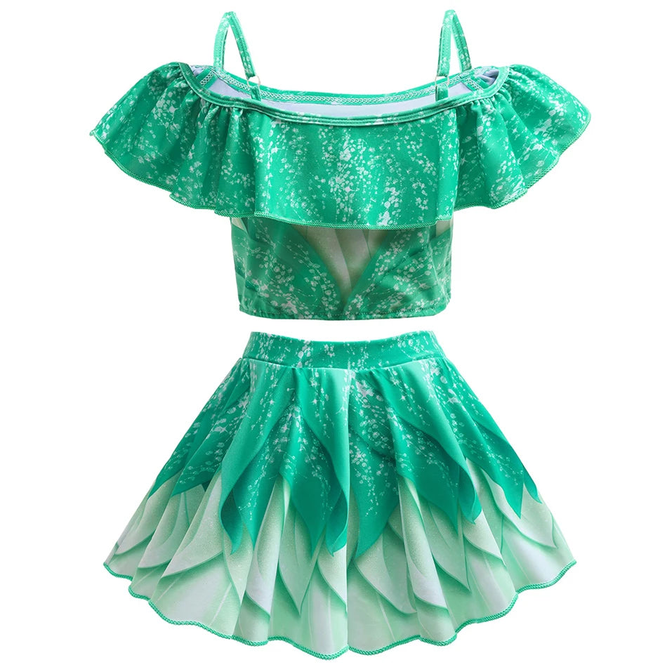 Encanto Mirabel Isabela Cosplay Carnival Costume Girls Swimsuit 2 Piece Sets Summer Swimwear Bikini Beach Party Set 3-10Yrs