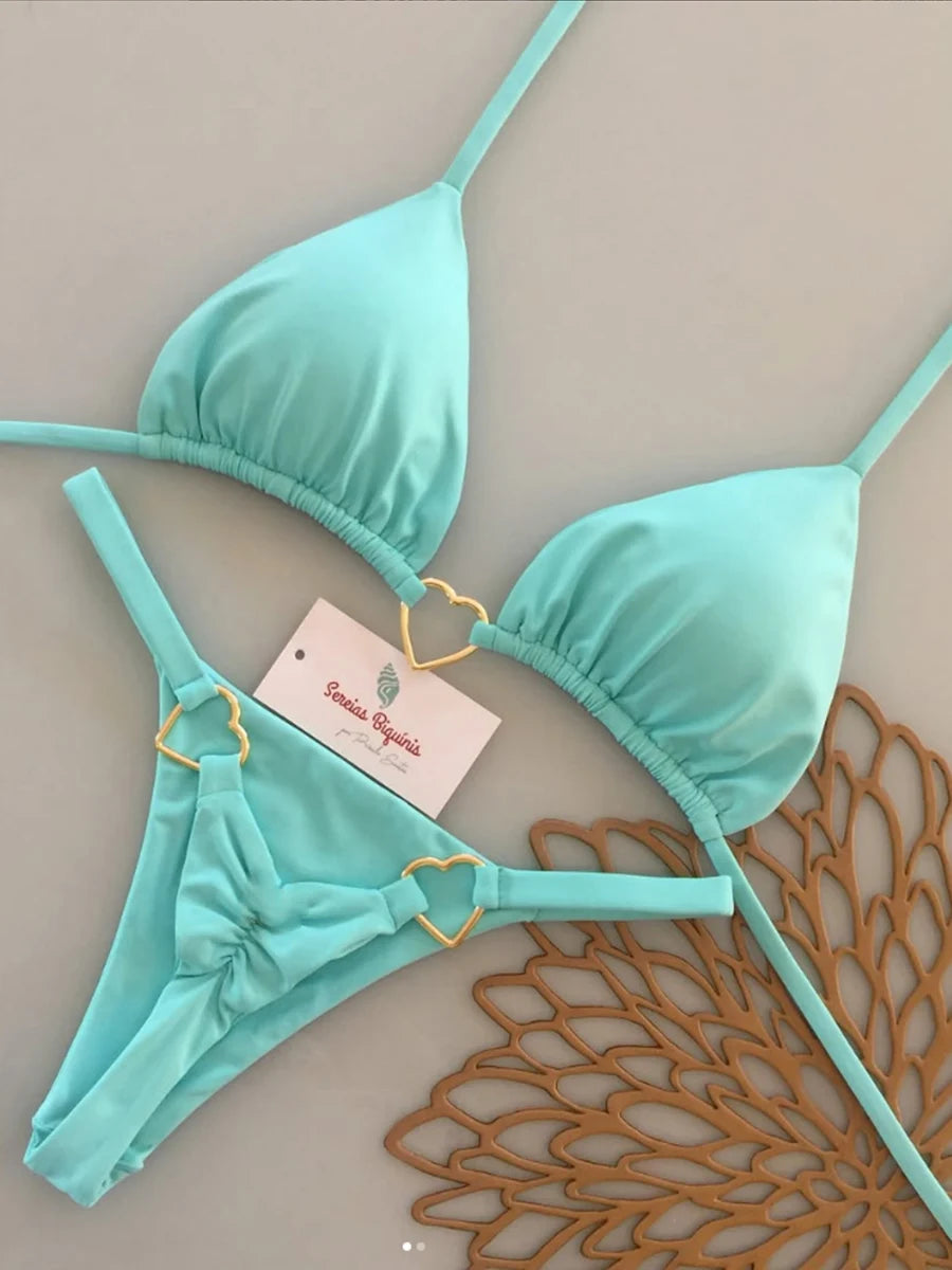 Micro Bikinis 2026 Women Swimsuit New Sexy Swimwear Halter Bikini Set Brazilian Biquini Female Thong Beachwear Party Wear