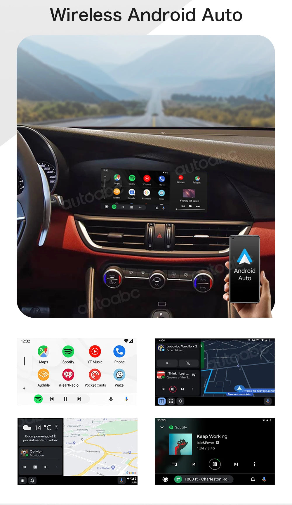 AUTOABC 2025 New For Alfa Romeo Stelvio /Giulia 2017-2019 Wireless CarPlay Android AutoAirPlay Navigation Car Play Functions