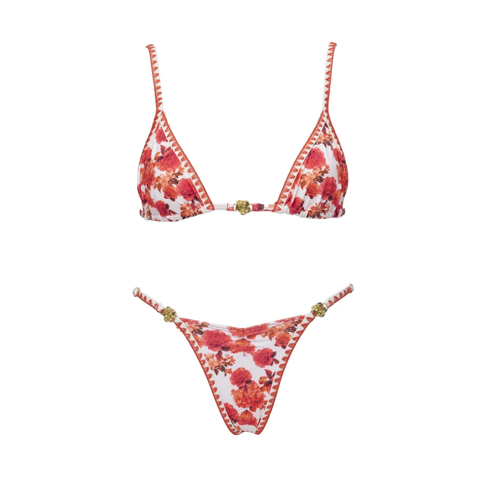 Print Bikini Swimsuit and Cover Up Bikini Set Women Sexy Lace Swimwear High Leg  Bathing Suit Beachwear Biquini