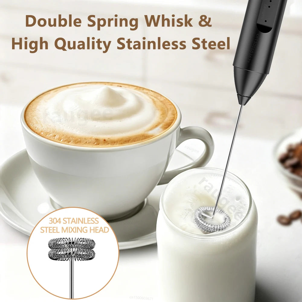 Wireless Milk Frother Mini Electric Handheld Foam Maker USB Rechargeable 3 Speeds Coffee Milk Mixer Electric Egg Beater