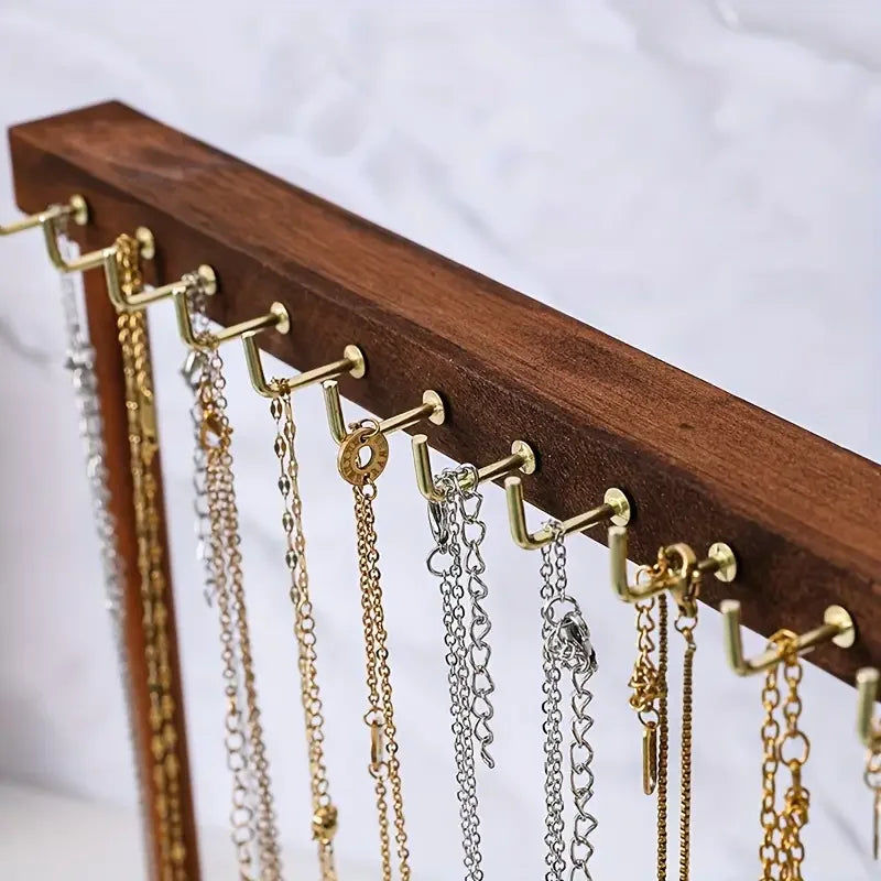 12/18 Hook Jewelry Organizer Display Stand Wood Necklace Hanging Countertop Rack For Earrings Bracelets Showcase Storage Rack