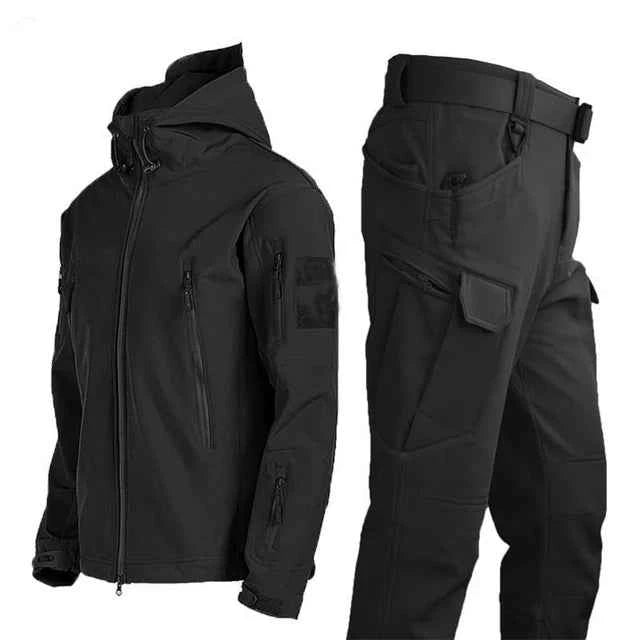 Winter Autumn Tactical Jackets Elastic Men Fleece Waterproof Suits Fishing Warm Hiking Camping Tracksuits Set Hood Coat S-5XL