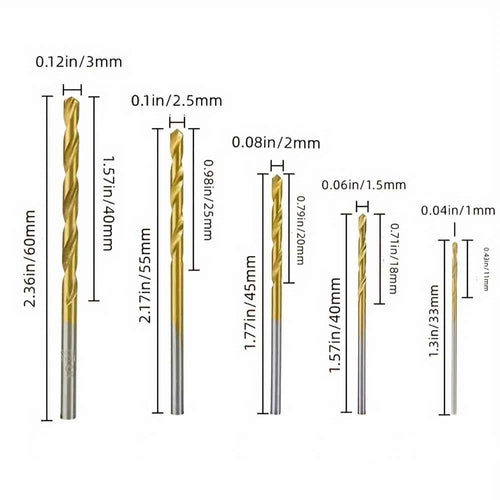 50pcs/100pcs Twist Drill Bit Set,DIY Woodwork Hole Opener,HSS Round Shank Mini Titanium Coated Drill Bits,for Metal Wood Plastic