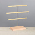 Wooden Base 52-Hole Jewelry Organizer Stand with Metal Earring Holder Rack, Ideal for Home Decor and Wedding Accessories