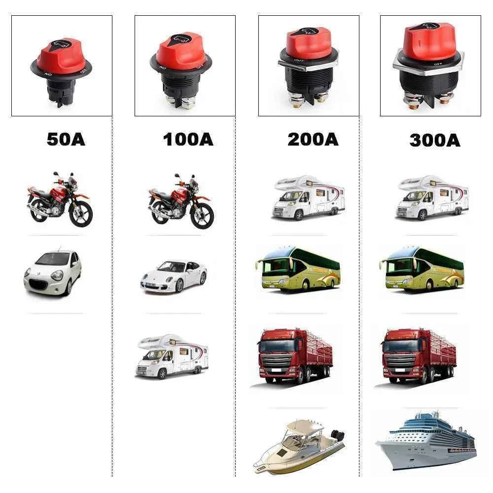 Battery Disconnect Switch Battery Master Power Cut Off Switch  DC 32V 50A 100A 200A 300A Battery Isolator Kill Switches For Car