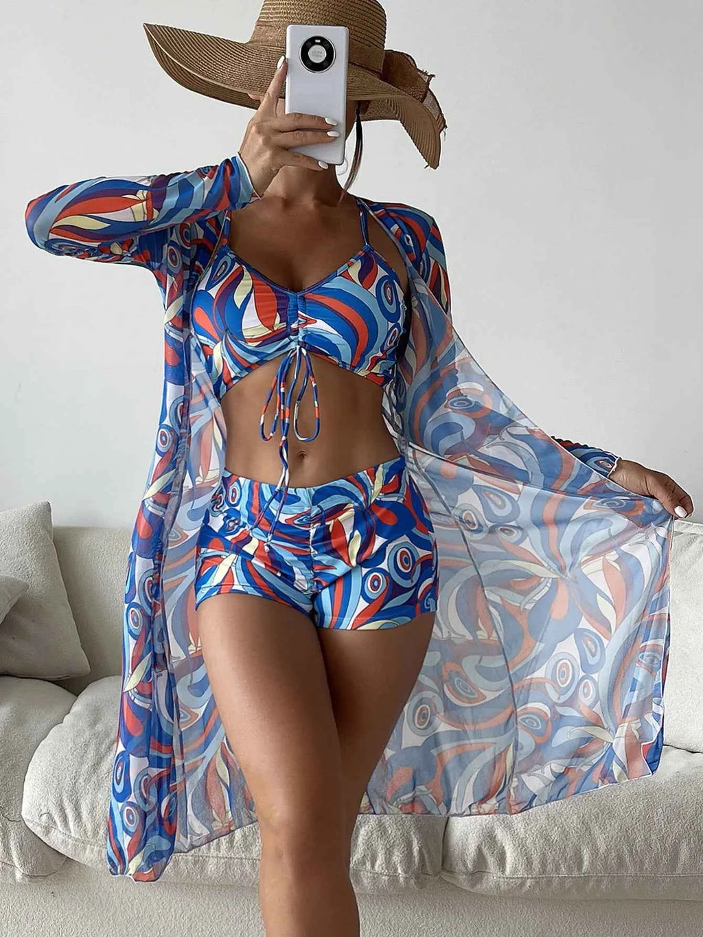 Sexy Print Bikini 2026 Women High Waist Swimsuit Cover Up Swimwear Female Lady Bathing Suit Swimming Summer Beachwear