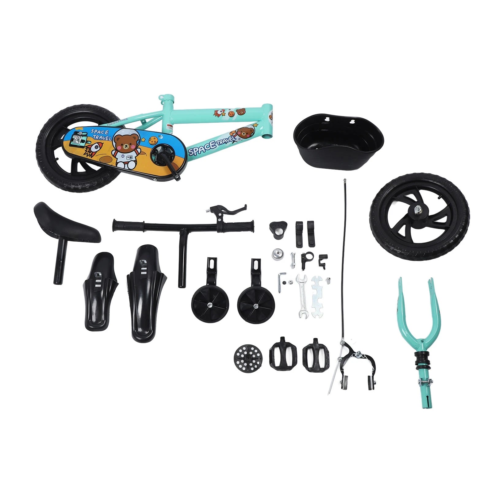 Kids Bike Prevent Foot Stuck Stable Structure Elastic Cushion Children Bike with Training Wheels for Ages 3‑6 Years