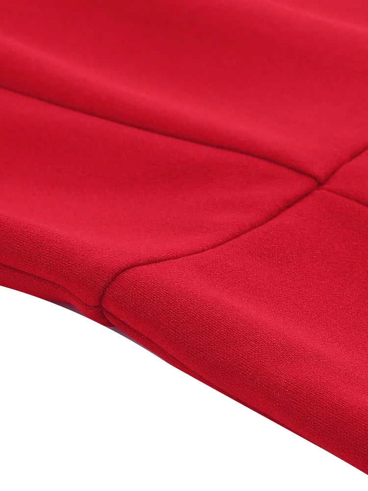 Tonval Sweetheart Neck Sleeveless Office Midi Pencil Dresses for Women 2023 Vintage Red Solid Elegant Slim Bodycon Dress