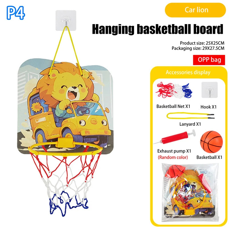 Kids Adjustable Basketball Stands Cartoon Animals Shape Shooting Basket Indoor Outdoor Sport Board Game Children Toys