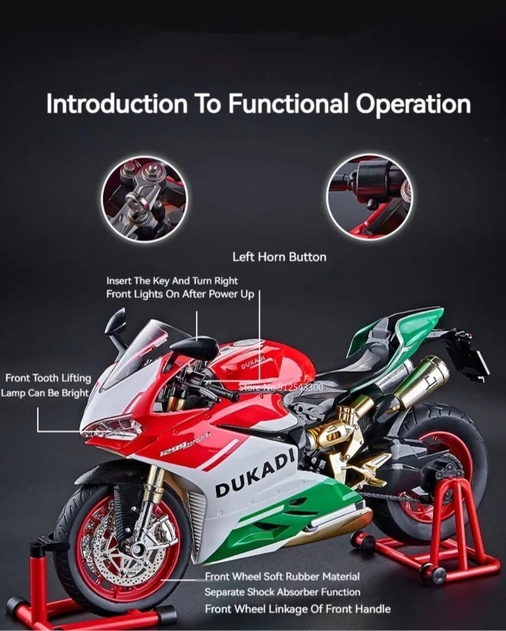 1:9 Scale 1299 Kawasaki ZX-10R Motorcycle Model Toy Car Diecast Metal Shock Absorption Racing Motor Models Boys Birthday Gifts