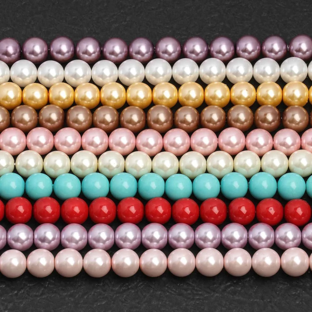 4 6 8 10mm Glass Beads Colorful Imitation Pearl Loose Spacer Round Smooth Beads For Diy Jewelry Making Handmade Bracelet Earring