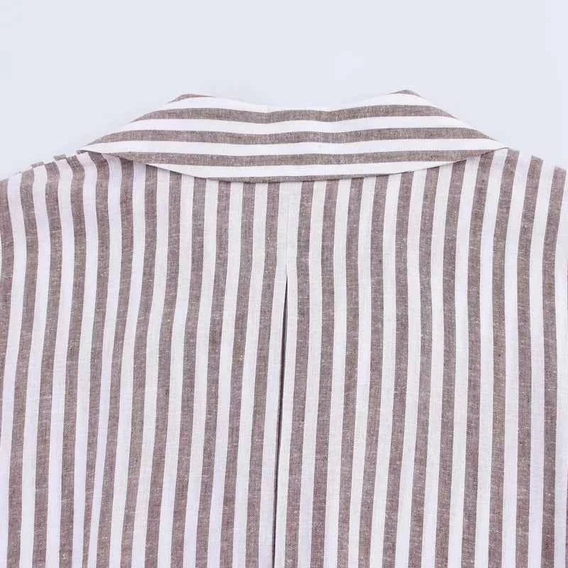 HXAO Women's Shirt Oversized Blouse Summer Shirt & Blouse Yellow Pink White Striped Shirt Elegant Large Size Long Sleeve Shirts