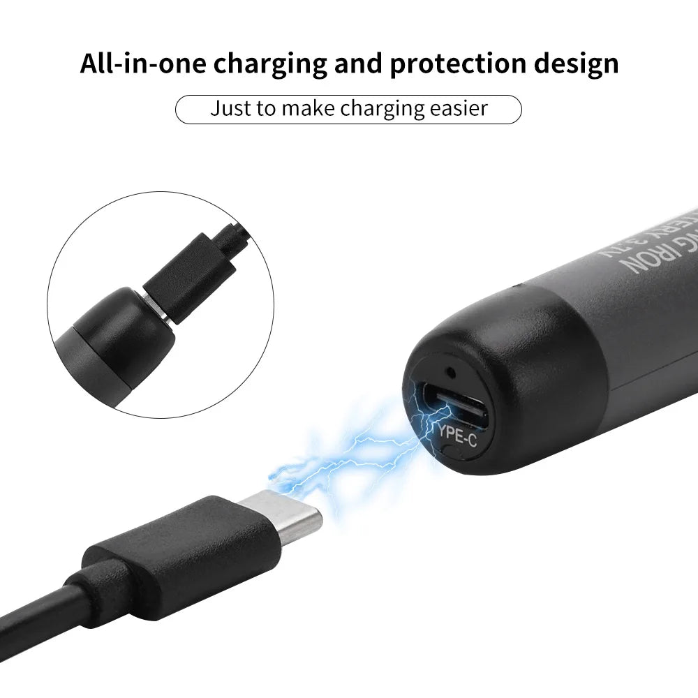USB Soldering Iron Set Wireless Charging Electric Soldering Iron Type-C Interface Adjustable Temperature Welding Repair Tools