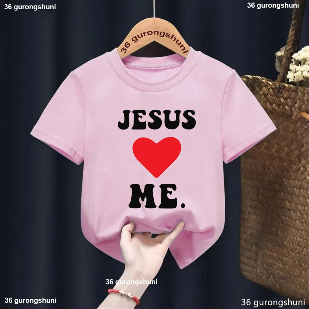 Newest Jesus Love Me Graphic Printed Tshirt Girls/Boys Cool 2-13 Years Kids Clothes Summer Fashion Short Sleeve T-Shirt Tops