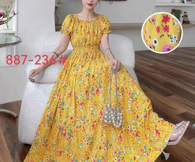 Long Maxi Dress Women Clothing Spring Summer Bohemian Holiday Beach Korean Style Floral Vintage Slim Vestidos Robe Dresses Boho
