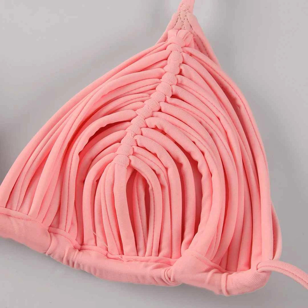 2025 New Bandage Stripes Brazilian Bikini Swimwear Women's Swimsuit Two Piece Set Female Sexy Lace up Mujer Beachwear Summer