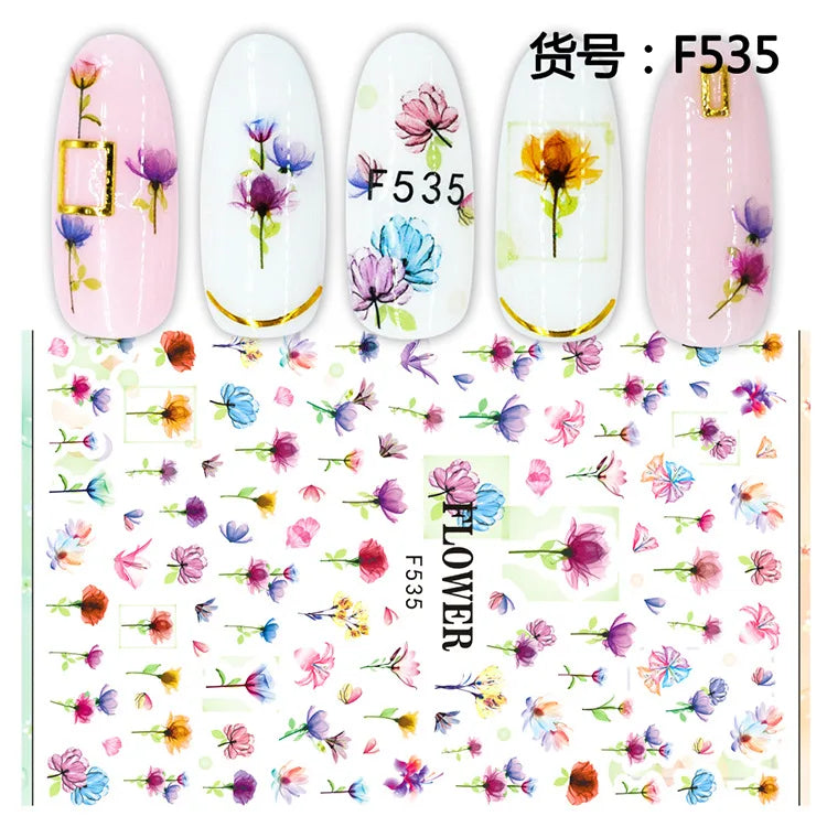 3D Dandelion Peach Blossom Maple Leaf Nail Sticker Nail Art Decoration Color Flower Nail Decal Nail Art Supplies Nail Parts