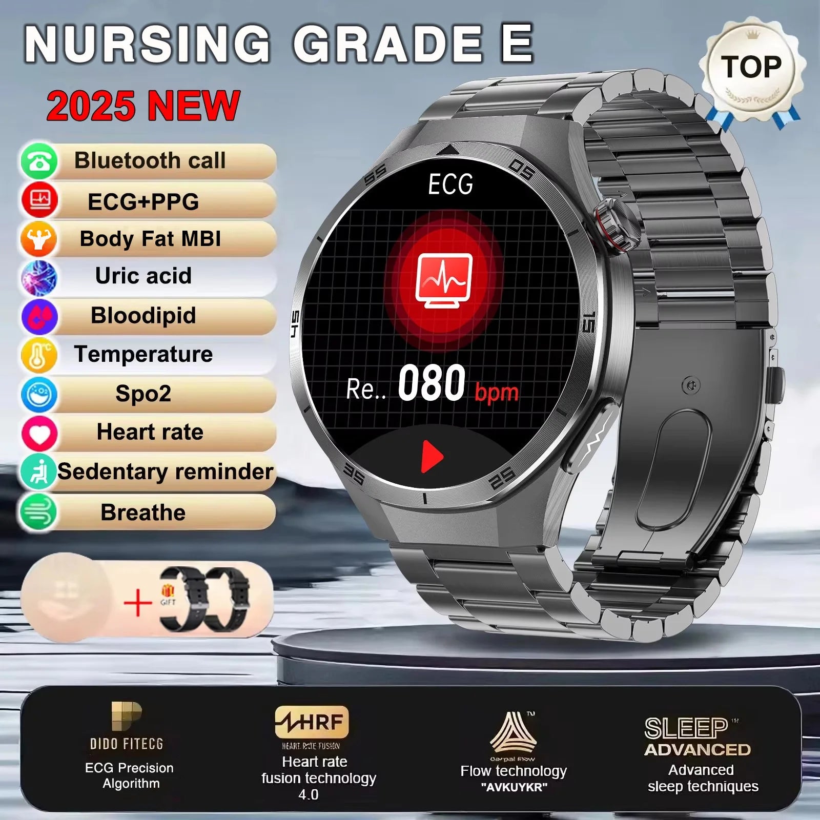 2025 New ECG+PPG Three High treatment Smart Watch Lipids Uric acid Blood pressure Smartwatch Men NFC Sport HD Call Health Clock