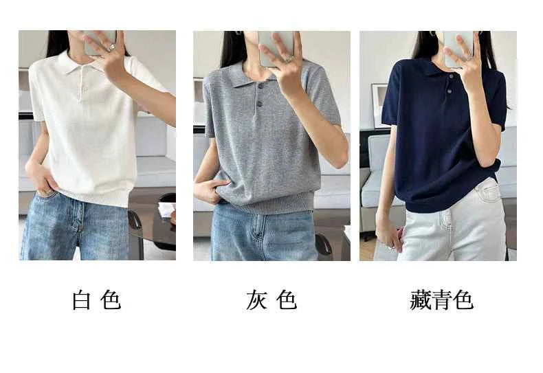 WinvyNee Summer Women's Clothing Cotton Polo T-shirt Short Sleeve Polo Collar Clothes Solid Casual Pullover Female Tops A1002029