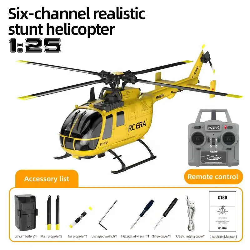 RC ERA C180 BO-105 2.4G 6CH Optical Flow Positioning TOF Altitude Hold Dual Brushless Motor 1:25 Scale Flybarless RC Helicopter
