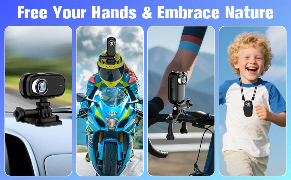 4K Mini Thumb Sports Camera Magnetic Pocket Action Pet Camera  Wearable Bodycam Miniature Waterproof Motorcycle Helmet Camcorder