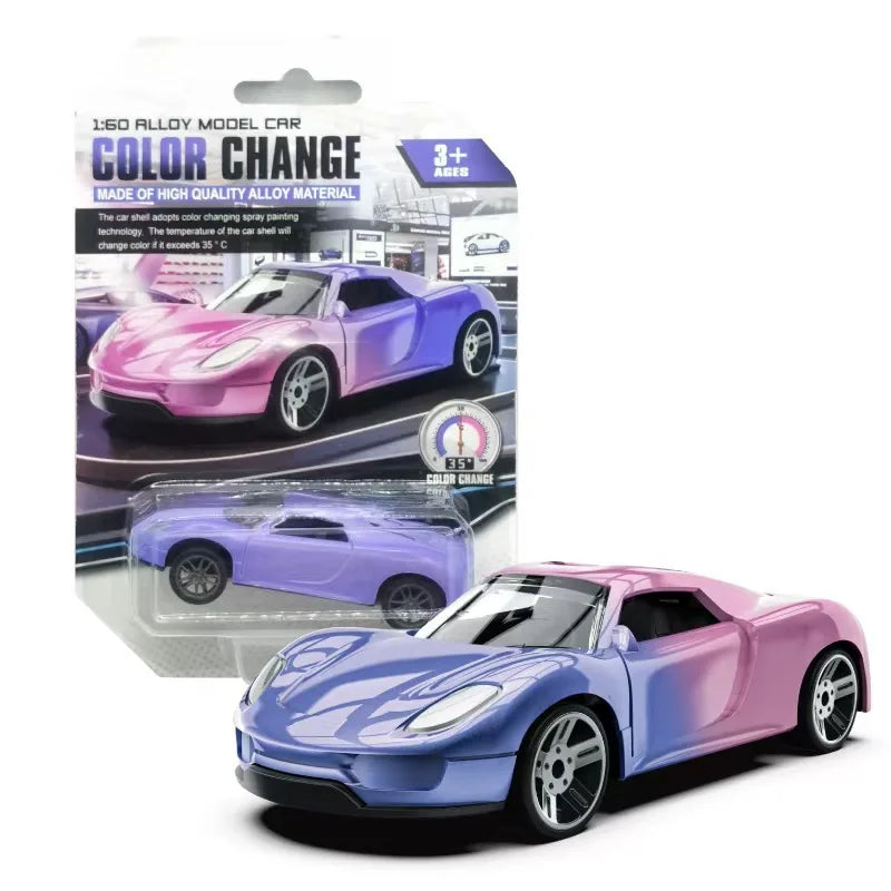 1:64 Temperature Sensitive Color Changing Magic Car Inertia Pull Back Alloy Racing Cars Crash-Resistant Toys Boy Birthday Gift
