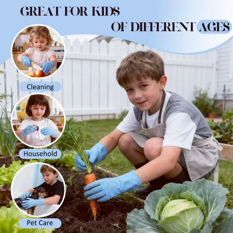 Kids Disposable Nitrile Gloves for 6-15 Years Students 4Mil Latex Powder Free Cleaning Gloves for Kids Crafting Cooking Painting