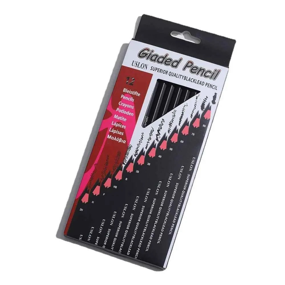 12Pcs/Set Wooden Pencils 2H-8B Professional Drawing Pencil Art Supplies Journal Writing Stationery Items School Acsesories Gift