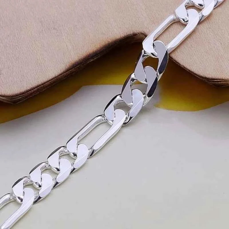 Wedding Nice Gift 925 Sterling Silver 6MM Chain Men Women Jewelry Fashion Beautiful Bracelet Free Shipping