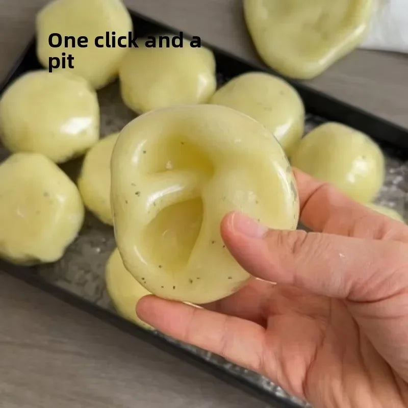 Realistic Mashed Potato Squishy Ball, Textured Soft Slow Rising, Crinkle Sound ASMR Stress Relief Squeeze Fidget Toy for Adults